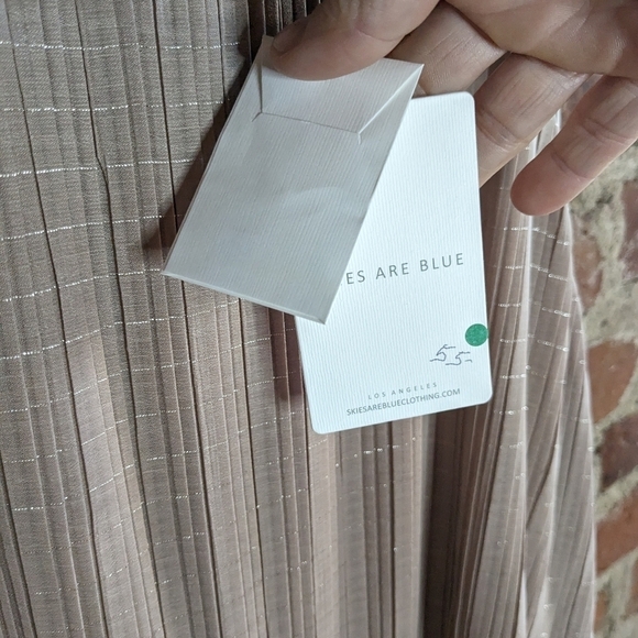 NWT‎ Skies are Blue Medium Tan w/ Silver Thread Cinch Waist Midi Tank Top Dress - Picture 5 of 12